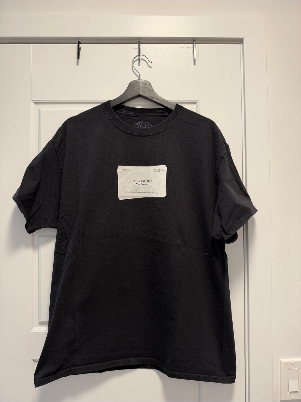 Anti Social Social Club Black Short-Sleeve Tee with Cream Patch